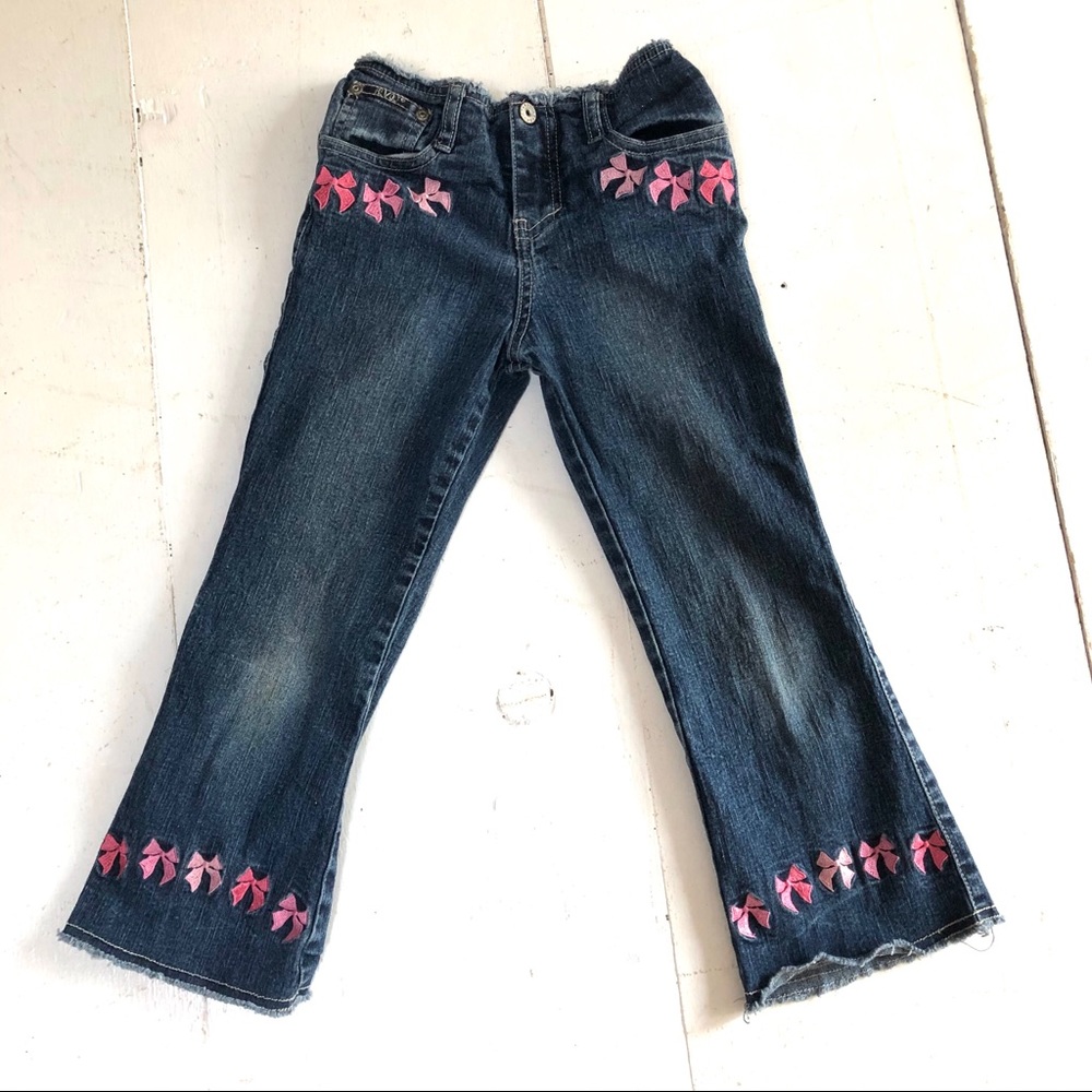Kids Size 5 jeans with ribbon embroidery
